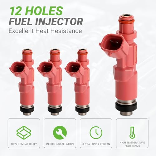 Fuel Injectors Set of 4 Compatible with Toyota Tacoma 4Runner 2.4L 2.7L L4 2000 2001 2002 2003 2004# FJ793 23209-79135 2325079135 23250-75080 2325075080 2320979135 8001770N 23250-79135 800-1770N - size: 793