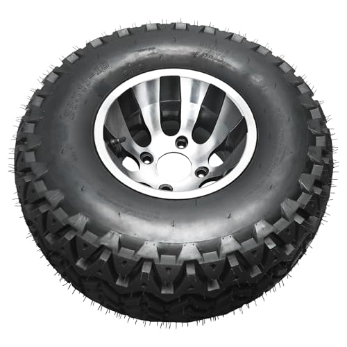 23x11-10 ATV Tire & Wheel – 10" Aluminum Alloy Rim with Knobby Lug Tread for UTV, Go Kart, Golf Cart, Utility Off-Road Vehicle, Lawn Mower, Single Tire Combo - color: 1pack 23x11-10