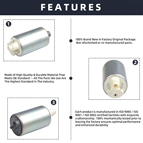 New 1pc High Performance DC 12V Electric Gas Intank EFI Fuel Pump With Strainer Compatible with ER-6N KX Ninja Vulcan Z1000 & Bandit 1250S GSX GSXR GSXS Katana 650 RMX RMZ TU250 Vstrom Motor - size: Motorcycle