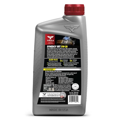 TRIAX Synergy SRT 5W-20 Full Synthetic Engine Oil API SQ/ILSAC GF-7A Licensed | 20,000 Miles of Protection (1 Quart) - size: 1 Quart