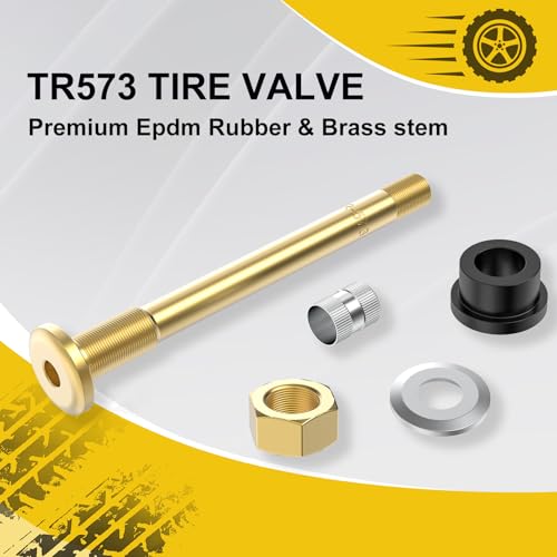 10 Piece TR573 Brass Valve Stems for Commercial Vehicles. Fits 0.748" Valve Hole Dia, Length 4.49'', Brass Colour - size: TR573 10pcs