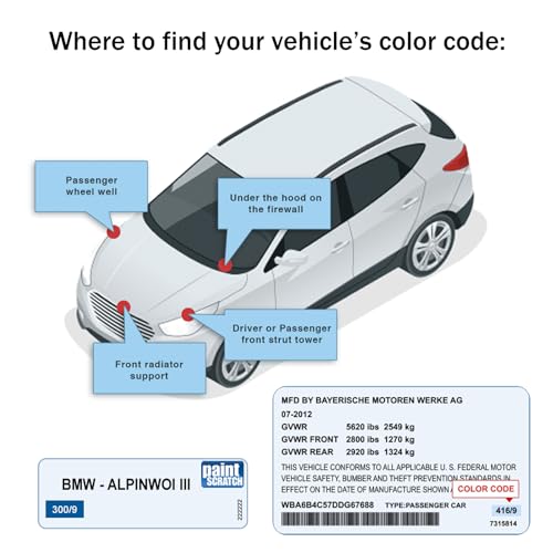 Alpine White 300 Touch Up Paint for BMW OEM Color Match Car Paint Pen - style: Alpine White (300)