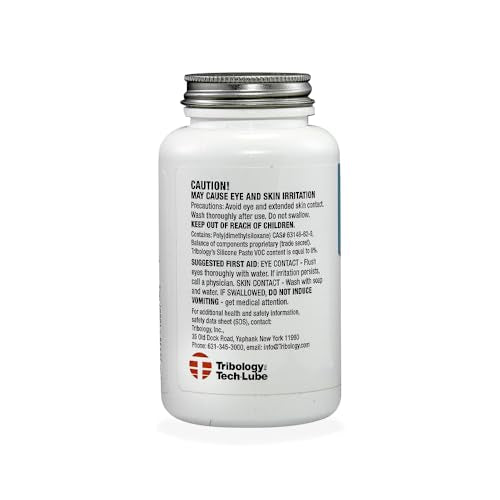 Tribology Tech-Lube Silicone Paste with Brush, Clear, 8 oz - Universal Automotive Care Sealant Dielectric Grease - Brake Calipers, Battery Terminals, Sunroof, Gaskets, Electrical Connectors, O-Rings