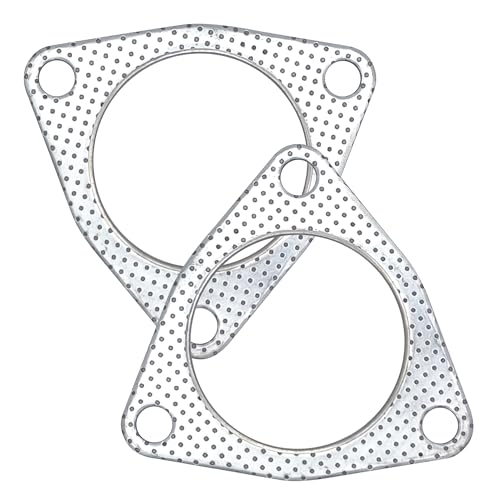 3 Inch Exhaust Gasket 3-Bolt Flange 76.5mm Graphite w/Fire Ring 2 Pcs - size: 3 in