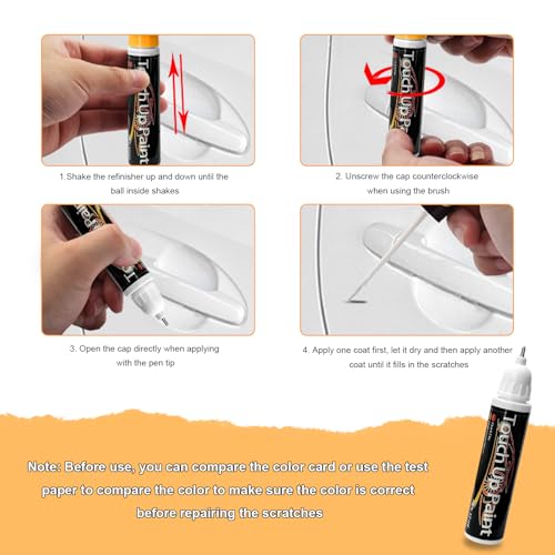 Touch Up Paint Pen for Cars, 2 in 1 Quick Drying Touch Up Pen Lasting Auto Scratch Remover, 0.4 Fl Oz Color Accurate Paint Pens Quick & Easy Solution to Repair Scratches (White) - color: White