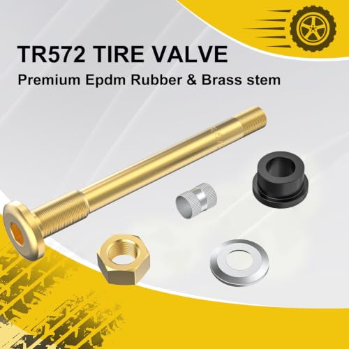 10 Piece TR572 Brass Valve Stems for Commercial Vehicles. Fits 0.748" Valve Hole Dia, Length 3.9'', Brass Colour - size: TR572 10pcs