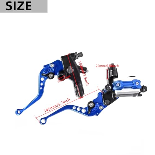 Universal Motorcycle 7/8" 22mm Handlebar Brake Master Cylinder Clutch Lever CNC Left and Right,Hand Grips Handlebar Ends Set Compatible with Harley Honda Kawasaki Suzuki Yamaha (Blue) - color: Blue