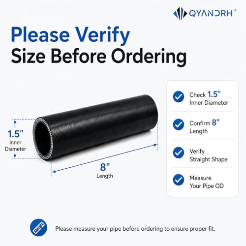 2-Pack 1.5" ID x 8" Straight Silicone Hose, 4-Ply with Clamps - color: Shape: Straight, size: 8 Inch