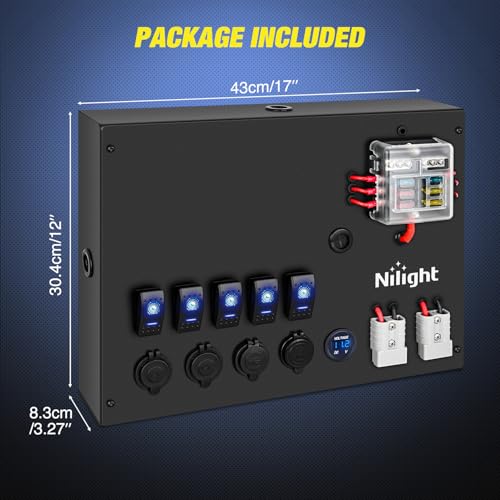 Nilight 12V/24V Camping Electrical System Centre Battery Power Control Box Fuse Block Switches Cigar Socket Voltmeter USB Charger Anderson Connector Ideal for RV Car Canopy Caravan Camper Trailer Van - color: 12V/24V Camping Electrical System Box