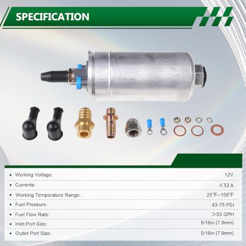 12V 200LPH (53GPH) Inline External High Pressure Electric Fuel Pump