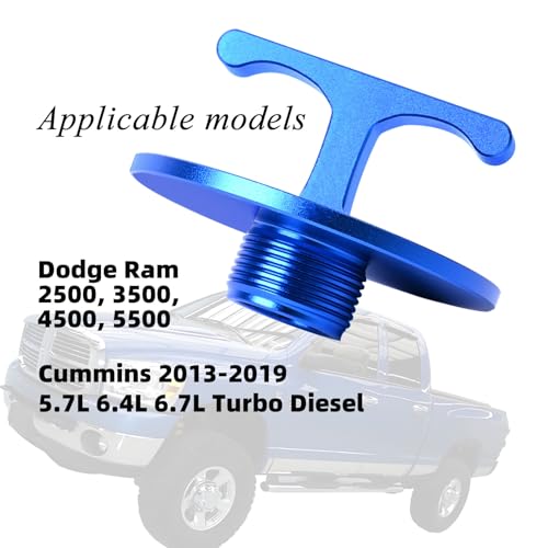 Aluminum Alloy Oil Filter Plug tool, for Dodge Ram 2500, 3500, 4500, 5500. 5.7L 5.9L 6.4L 6.7L Cummins Turbo Diesel MO285 05083285AA Oil Filter Cap Off Tool-car accessories - color: Blue