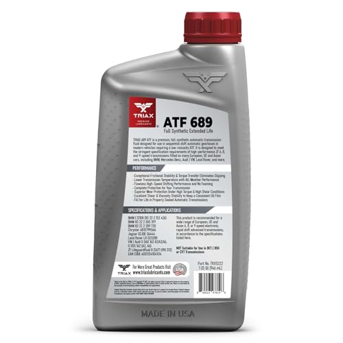 TRIAX ATF 689 Full Synthetic for ZF 6HP, 8HP, 9HP Transmissions | Compatible with Jeep, Chrysler, Dodge RAM, Audi, BMW, Land Rover, Mercedes Benz, Porsche, and More (1 Quart) - size: 1 Quart