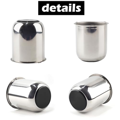 4Pcs 3.19" OD 3.62" H Trailer Wheel Center Caps with Removable Top - color: Mirror + Gloss Black, size: 3.19" OD 3.62" H