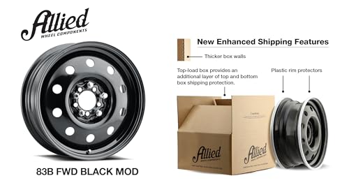 Allied 83B FWD Black Mod 16X6" 5X105 & 5X115 Bolt Patterns +35mm Offset 4.88" BS Satin Black Passenger Car Wheel, Bolt-on OE Replacement, Car Mods, FWD, AWD, SUV and CUV Steel Wheel - size: 16X6" 5X105/5X115 +35 (4.88" BS)