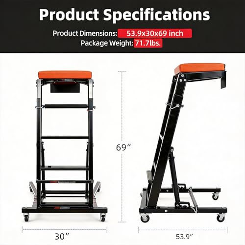 superokay Topside Creeper, 440LB, 50-69 Inch Adjustable, I-Base, Foldable