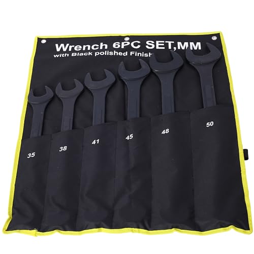 Jumbo Combination Wrench Set, 6-Piece Metric (35-50mm), Black Oxide, Pouch - Metric Sizes, Perfect for European & Asian Vehicles, Commercial & Heavy Duty Applications - color: 6-piece Metric (35-50mm), Black Oxide