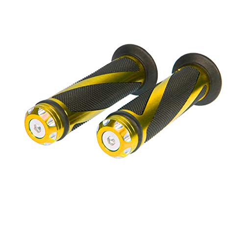 7/8" Aluminum Rubber Gel Hand Grips for Motorcycle Sports Bikes Handlebar - color: Gold