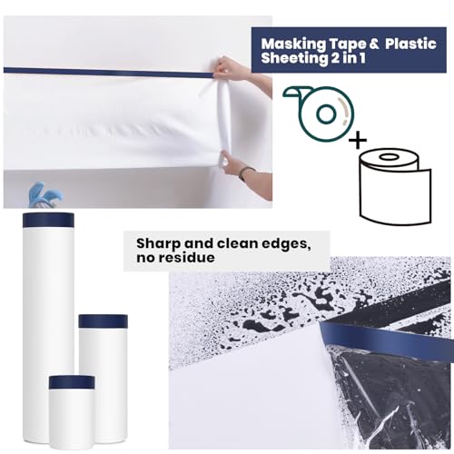 ADHES Painters Plastic with Tape - size: 102inch