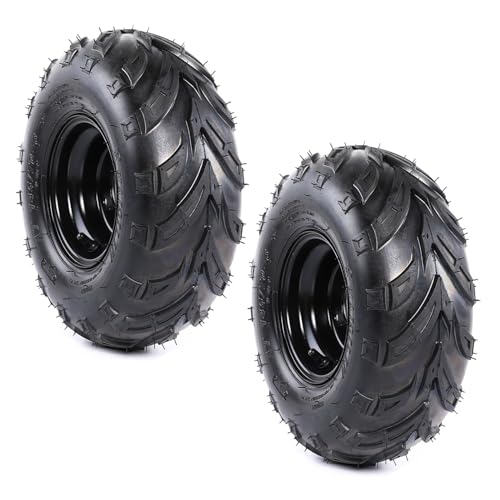 Set of Four 145/70-6 14x6-6 ATV Tires Wheels With Rims | Tubeless Tire for Go Kart UTV Quad Bike 4 Wheelers