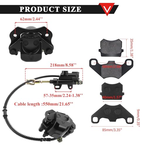 PRO BAT Rear Brake Master Cylinder Caliper With Brake Pad Assembly - color: Black