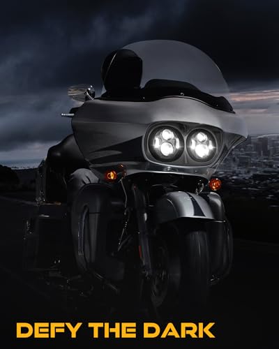 M MIBAHE 120W 5.75 Inch Dual LED Headlight Compatible with Road Glide 2004-2013, Chrome - color: chrome