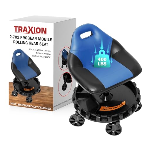 Traxion 400lb Capacity 2-701 Blue Progear Mobile Rolling Gear Seat with Black Carbon Fiber - color: Blue