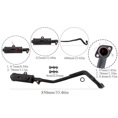 28mm 1.1" ATV Quad Exhaust Pipe with Muffler for ATV UTV Go Kart Drift Trike Quad Buggy 4 Wheeler Dirt Pit Bike Coolster Apollo Taotao Kazuma Roketa 50cc 70cc 90cc 110cc 125cc 140cc