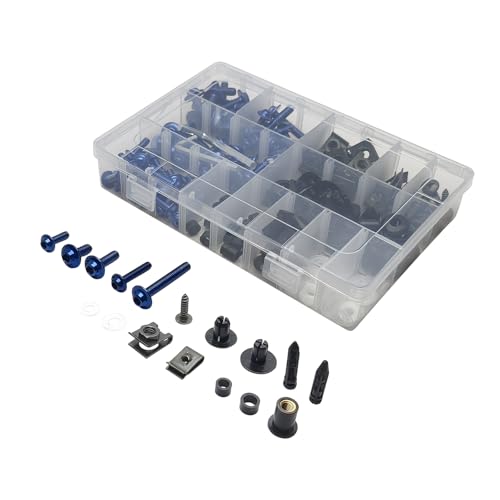 224Pcs Motorcycle Fairing Bolt Kit Stainless Steel (Blue) - color: Blue