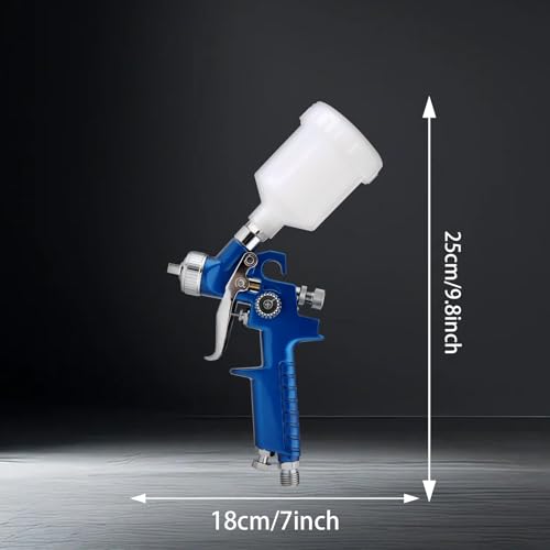 Mini HVLP Air Spray Gun, Touch Up Paint Guns with 0.8/1.0mm Nozzles - color: Blue