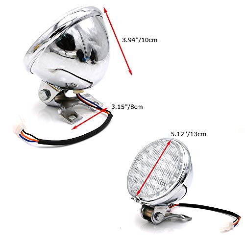 0014 5'' 12v LED Metal Motorcycle High/Low Beam Bulb Headight for Chopper Bobber Cruiser Chrome - color: chrome