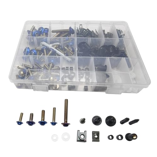 224Pcs Motorcycle Fairing Bolt Kit Stainless Steel (Titanium Blue) - color: Titanium Blue