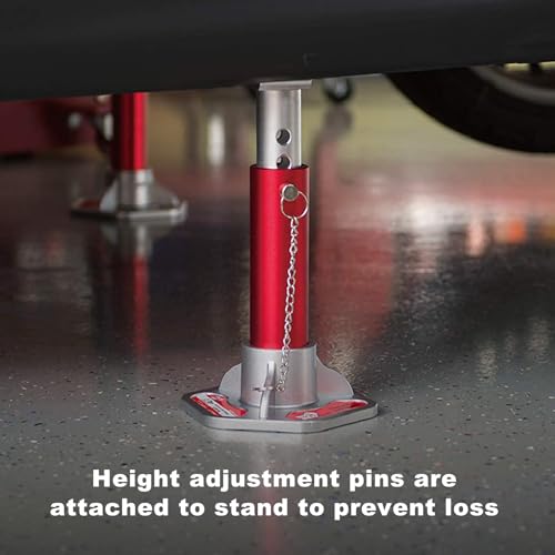 BIG RED T43004 Torin Aluminum Jack Stands with Locking Support Pins: 3 Ton (6,000 lb) Capacity, Red/Silver, 1 Pair - color: RED