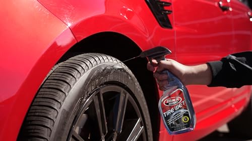 Black Magic 120217 Tire Wet, 23oz (Pack of 2) - Specially Formulated Tire Shine Applicator Cleaner to Keep Them Looking Wet, Black, and Glossy with One Quick Spray – Long-Lasting Protection for Tires - size: 23 Fl Oz (Pack of 2), style: High Gloss Shine