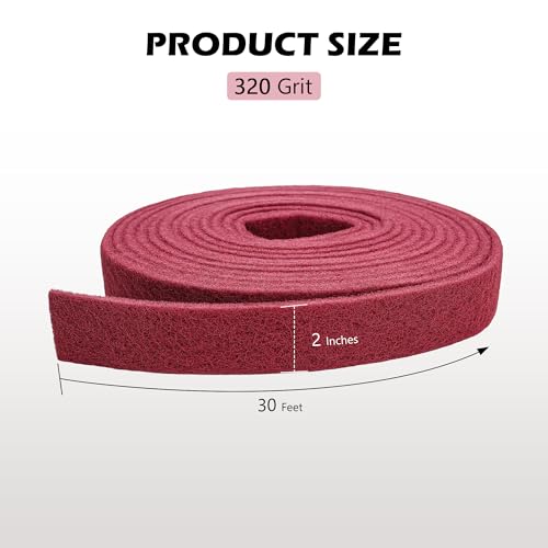 Maroon Scuff Pad Roll 2" x 30 ft - General Purpose Surface Prep for Auto Body, Woodworking & Paint - color: Maroon, style: 2 Inches * 30 Feet
