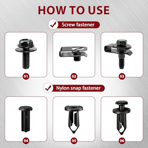 35PCS Universal Style Engine Under Cover Splash Shield Body Bolts Screws, Bumper Clips& Fender Liner Push Retainer Fastener Rivet Clips Compatible with Most Brand of Vehicles - style: Splash Shield Screws Universal Fit