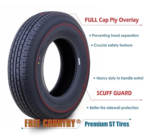 Free Country Trailer Tires ST185/80R13 8-Ply LR D 99N w/Scuff Guard, Set 2 - size: 185/80R13 8PR