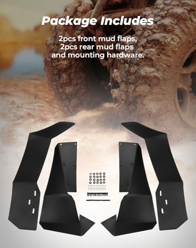 KEMIMOTO UTV Fender Flares 4PCS, Extended Mud Flap Guards Compatible with Polaris RZR S 900/S 1000/RZR 4 900 (2015-2020), Complete Front and Rear Set