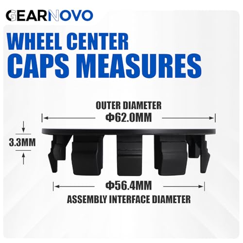 2.4Inch 62MM Wheel Center Caps, Pack of 4 (Matte Black, Outer 62MM, Inner 56MM) - color: Matte Black, size: Outer 62MM , Inner 56MM (3.3MM Clip)