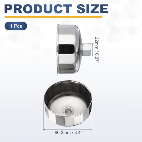 HARFINGTON Oil Filter Cap Wrench 16 Flute 86.3mm Inner Dia 1/2" - size: 86.3mm x 16 Flute(AB5601)