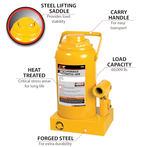 Performance Tool W1636 30 Ton Heavy Duty Hydraulic Bottle Jack - size: 30-Ton - Standard