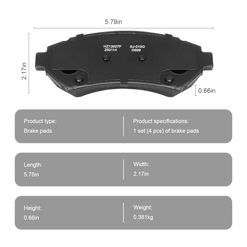 D699 Front Ceramic Brake Pads Kit Fit For Chevrolet Impala 2000-2005, For Monte Carlo 2000-2005, For Venture 1997-2005, For Pontiac Bonneville 2000-2005, For Grand Prix 1997-2003 - style: HZ699