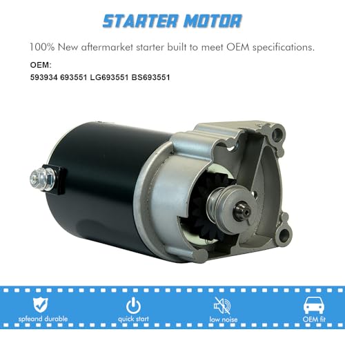 Starter Motor Replacement for Briggs V Twin 14HP 16HP 17HP 18HP 19HP 19.5HP 20HP 20.5HP 21HP 22Hp 399928 393017 495100 498148 394674 394808 497596 422707 460777 400707 42A777 42A707