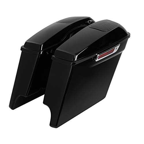 TCT-MOTORPARTS Stretched Saddlebag Rear Fender System Fit For Touring 14-24 - color: Smoked Led Fender+Saddlebag w/ 6x9'' Cutout, size: Fit for 2014-Later Touring Models