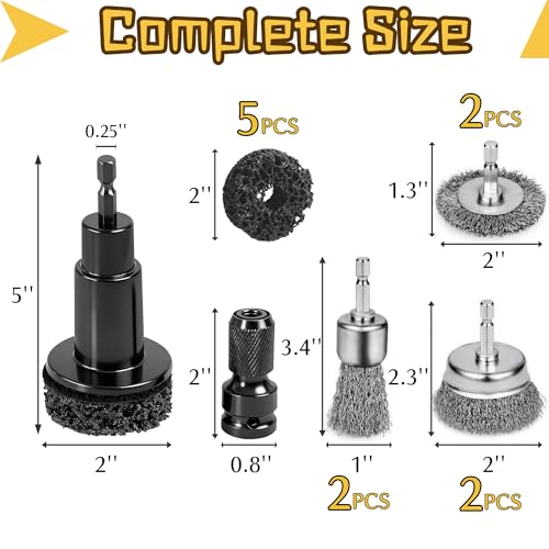 Wheel Hub Cleaning Tool, Brake Rotor Resurfacing Kit - 5 Pads & Coarse Carbon Steel Crimping Wire Wheel Brush, Rust Removal Tool for Car Repair - color: Black
