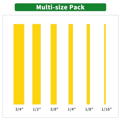 6 Rolls Pinstripe Masking Tape 1/16", 1/8", 1/4", 3/8",1/2", 3/4" - color: Yellow