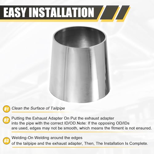 X AUTOHAUX Car Mandrel Exhaust Bend Elbow Pipe 304 Stainless Steel Concentric Reducer 2.5" OD to 3" OD 1pcs - size: 2.5"-3" OD