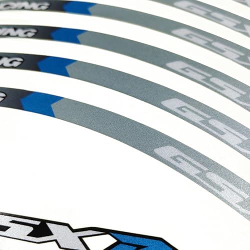 Motorcycle Front Rear Rim Wheels Edge Outer Rims Sticker Reflective Stripe Wheel Decals Compatible with Suzuki GSXR 600 750 1000 1300 250 (Grey) - color: Grey