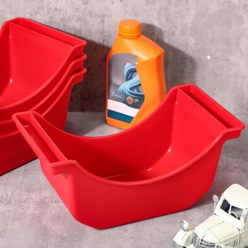 Gisafai 4 Pieces Oil Drain Pan for Wheels Plastic Truck and Trailer Wheel Pan Reusable Oil Drip tool for Wheels(Red)