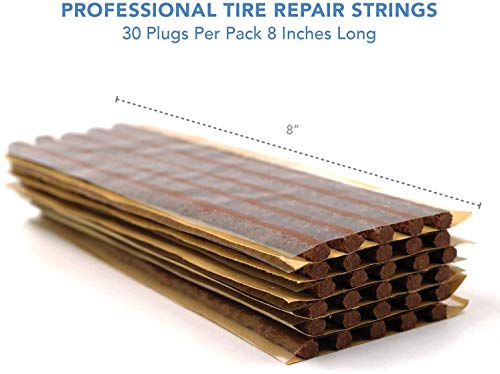 CKAuto 30pcs 8" Brown Tire Repair Strings, Automotive Tool Tire Repair Plugs for Tubeless Off-Road Tires Car, Bike, ATV, UTV, Wheelbarrow, Mower (Pack of 2) - color: Brown, size: 8" x φ0.236" 30pcs (Pack of 2)