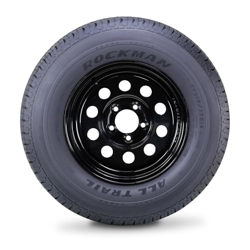 ROCKMAN Trailer Tire Wheel ST215/75R14 8PR D 107M 5X4.5" Black Mood Rim,Pk2 - size: ST215/75R14 8PR /5x4.5